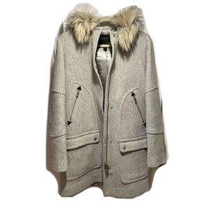 JCrew Stadium Chateau Parka with faux trim hood